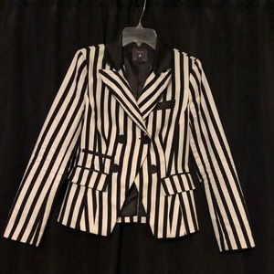 Black and White Vertical Striped Blazer